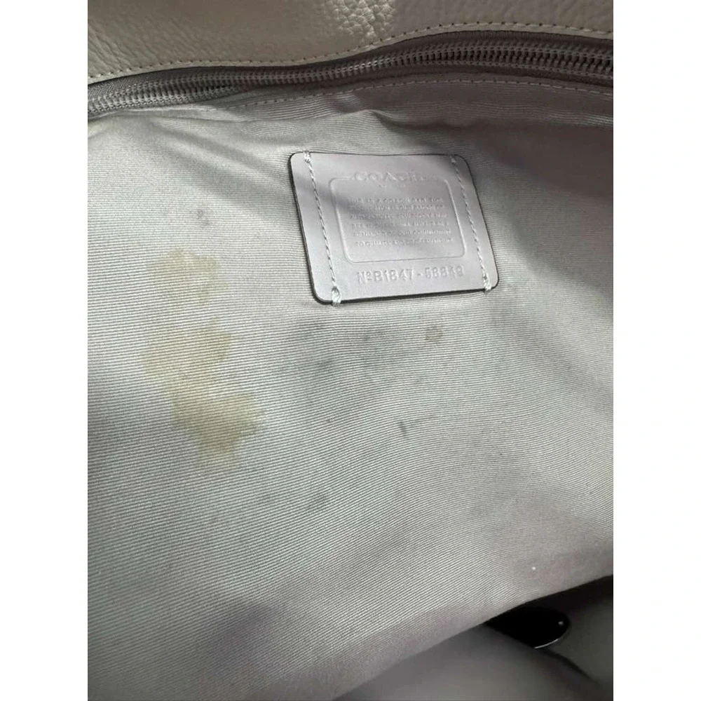 Coach Turn Lock Pebbled Leather Market Tote Bag‎ Off White #B1847-58849